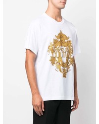 weißes bedrucktes T-Shirt mit einem Rundhalsausschnitt von VERSACE JEANS COUTURE