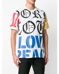 weißes bedrucktes T-Shirt mit einem Rundhalsausschnitt von Love Moschino