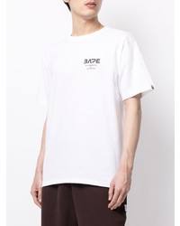 weißes bedrucktes T-Shirt mit einem Rundhalsausschnitt von A Bathing Ape