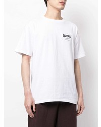 weißes bedrucktes T-Shirt mit einem Rundhalsausschnitt von A Bathing Ape