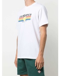 weißes bedrucktes T-Shirt mit einem Rundhalsausschnitt von Casablanca