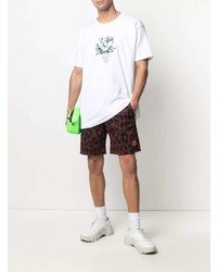 weißes bedrucktes T-Shirt mit einem Rundhalsausschnitt von Stussy