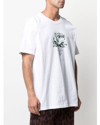 weißes bedrucktes T-Shirt mit einem Rundhalsausschnitt von Stussy