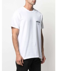 weißes bedrucktes T-Shirt mit einem Rundhalsausschnitt von Stussy