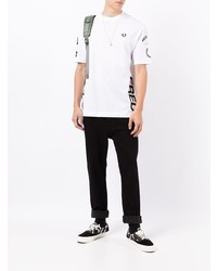 weißes bedrucktes T-Shirt mit einem Rundhalsausschnitt von Fred Perry