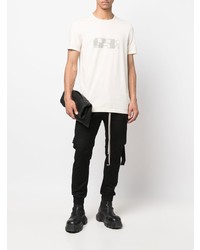 weißes bedrucktes T-Shirt mit einem Rundhalsausschnitt von Rick Owens DRKSHDW