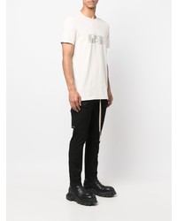 weißes bedrucktes T-Shirt mit einem Rundhalsausschnitt von Rick Owens DRKSHDW