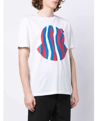 weißes bedrucktes T-Shirt mit einem Rundhalsausschnitt von Moncler