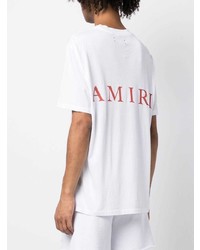 weißes bedrucktes T-Shirt mit einem Rundhalsausschnitt von Amiri