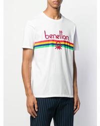weißes bedrucktes T-Shirt mit einem Rundhalsausschnitt von Benetton