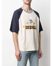 weißes bedrucktes T-Shirt mit einem Rundhalsausschnitt von Diesel