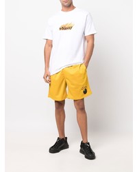 weißes bedrucktes T-Shirt mit einem Rundhalsausschnitt von Stussy