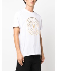 weißes bedrucktes T-Shirt mit einem Rundhalsausschnitt von VERSACE JEANS COUTURE