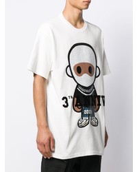 weißes bedrucktes T-Shirt mit einem Rundhalsausschnitt von Ih Nom Uh Nit