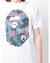 weißes bedrucktes T-Shirt mit einem Rundhalsausschnitt von A Bathing Ape