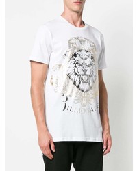 weißes bedrucktes T-Shirt mit einem Rundhalsausschnitt von Billionaire