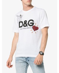 weißes bedrucktes T-Shirt mit einem Rundhalsausschnitt von Dolce & Gabbana