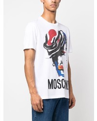 weißes bedrucktes T-Shirt mit einem Rundhalsausschnitt von Moschino