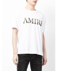 weißes bedrucktes T-Shirt mit einem Rundhalsausschnitt von Amiri