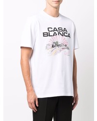 weißes bedrucktes T-Shirt mit einem Rundhalsausschnitt von Casablanca