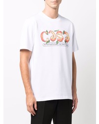 weißes bedrucktes T-Shirt mit einem Rundhalsausschnitt von Casablanca