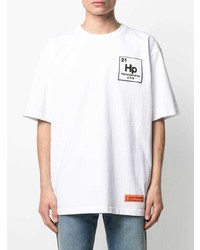 weißes bedrucktes T-Shirt mit einem Rundhalsausschnitt von Heron Preston