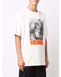 weißes bedrucktes T-Shirt mit einem Rundhalsausschnitt von Heron Preston