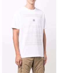 weißes bedrucktes T-Shirt mit einem Rundhalsausschnitt von Stone Island