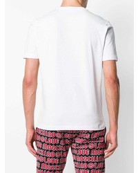 weißes bedrucktes T-Shirt mit einem Rundhalsausschnitt von Love Moschino