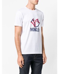 weißes bedrucktes T-Shirt mit einem Rundhalsausschnitt von Moncler