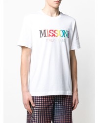 weißes bedrucktes T-Shirt mit einem Rundhalsausschnitt von Missoni