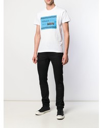 weißes bedrucktes T-Shirt mit einem Rundhalsausschnitt von VERSACE JEANS COUTURE