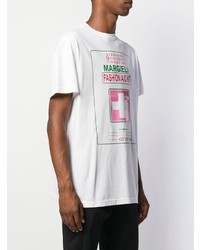 weißes bedrucktes T-Shirt mit einem Rundhalsausschnitt von Maison Margiela