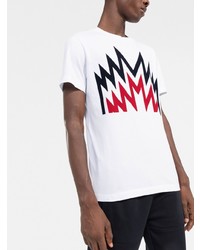 weißes bedrucktes T-Shirt mit einem Rundhalsausschnitt von Moncler