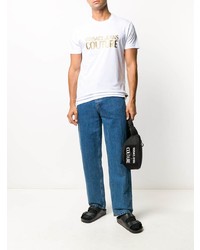 weißes bedrucktes T-Shirt mit einem Rundhalsausschnitt von VERSACE JEANS COUTURE