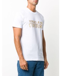 weißes bedrucktes T-Shirt mit einem Rundhalsausschnitt von VERSACE JEANS COUTURE