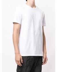 weißes bedrucktes T-Shirt mit einem Rundhalsausschnitt von Moncler