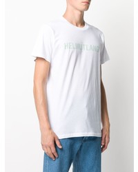 weißes bedrucktes T-Shirt mit einem Rundhalsausschnitt von Helmut Lang