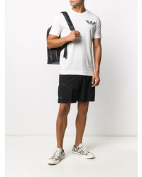 weißes bedrucktes T-Shirt mit einem Rundhalsausschnitt von Emporio Armani