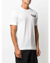 weißes bedrucktes T-Shirt mit einem Rundhalsausschnitt von Emporio Armani