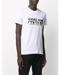 weißes bedrucktes T-Shirt mit einem Rundhalsausschnitt von VERSACE JEANS COUTURE