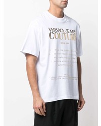 weißes bedrucktes T-Shirt mit einem Rundhalsausschnitt von VERSACE JEANS COUTURE