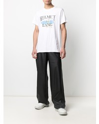 weißes bedrucktes T-Shirt mit einem Rundhalsausschnitt von Helmut Lang