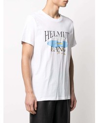 weißes bedrucktes T-Shirt mit einem Rundhalsausschnitt von Helmut Lang