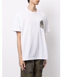 weißes bedrucktes T-Shirt mit einem Rundhalsausschnitt von A Bathing Ape