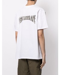 weißes bedrucktes T-Shirt mit einem Rundhalsausschnitt von A Bathing Ape