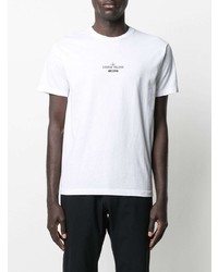 weißes bedrucktes T-Shirt mit einem Rundhalsausschnitt von Stone Island