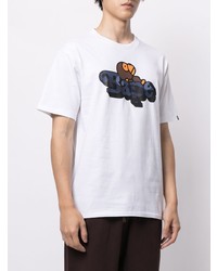 weißes bedrucktes T-Shirt mit einem Rundhalsausschnitt von A Bathing Ape