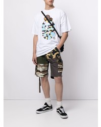 weißes bedrucktes T-Shirt mit einem Rundhalsausschnitt von A Bathing Ape