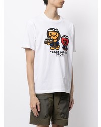 weißes bedrucktes T-Shirt mit einem Rundhalsausschnitt von *BABY MILO® STORE BY *A BATHING APE®